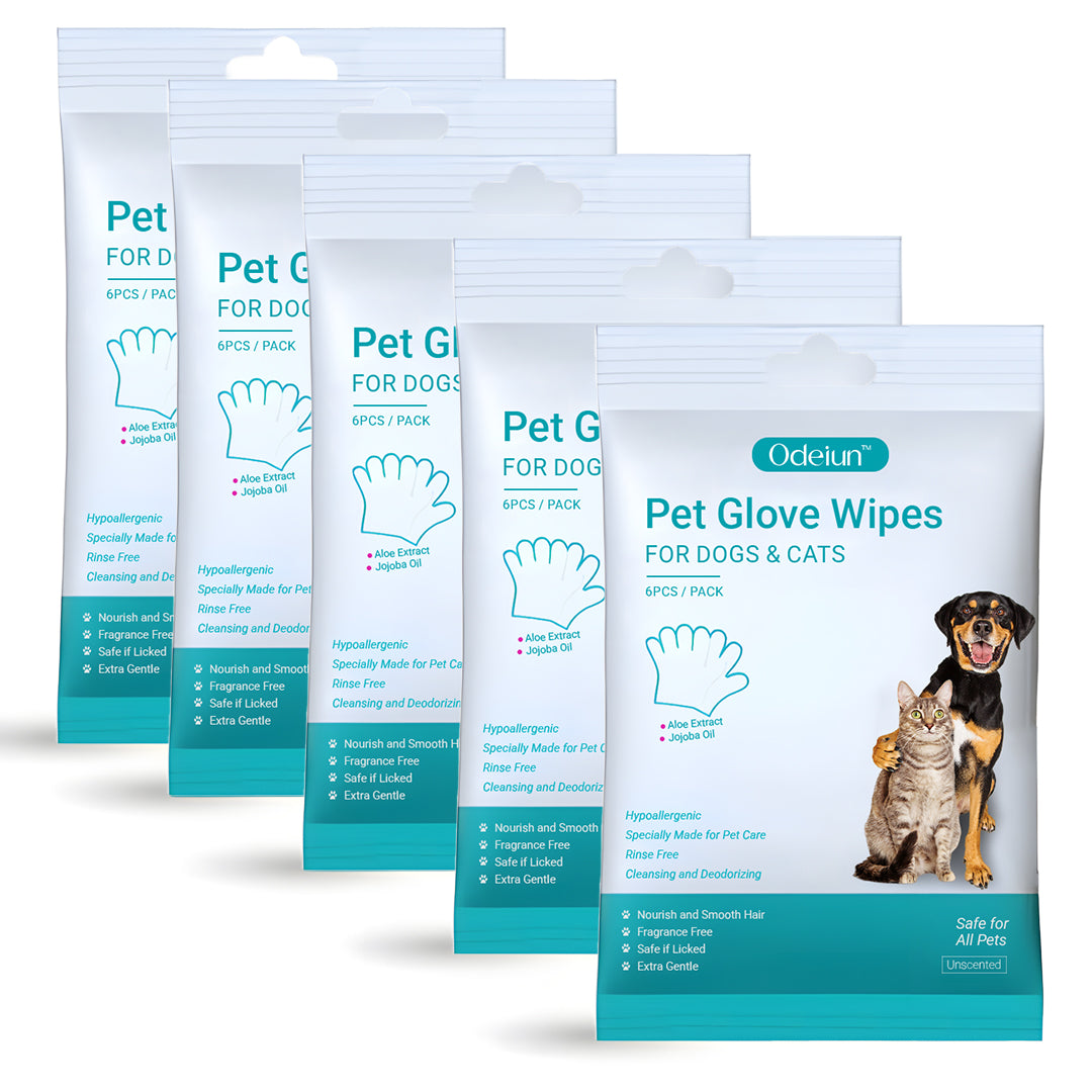 🔥 ODEIUN™ Rinse-Free Dog Shampoo Mitts – Hypoallergenic Pet Bath Wipes | 6-Pack for Easy Grooming & Sparkling Clean Fur 🐶✨