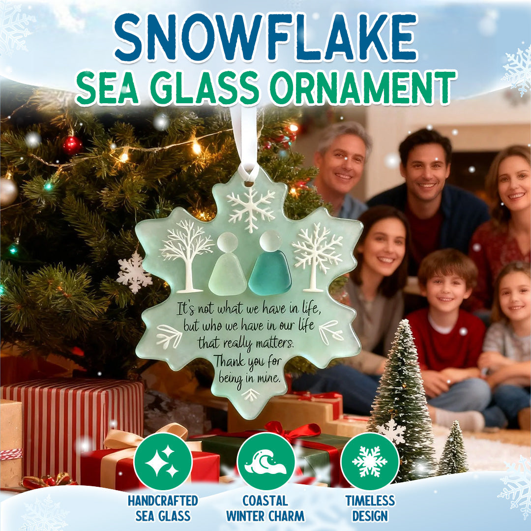 🌊 Snowflake Sea Glass Ornament ❄✨ Shaped by Nature & Crafted by Hand