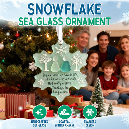 🌊 Snowflake Sea Glass Ornament ❄✨ Shaped by Nature & Crafted by Hand