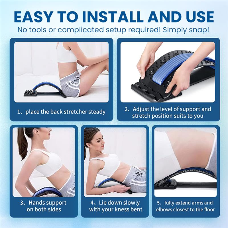 Back Stretcher for Lower Back Pain Relief - 4 Level Adjustable Lumbar Back Cracker Board
