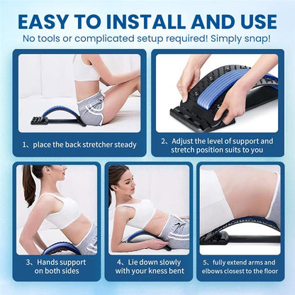 Back Stretcher for Lower Back Pain Relief - 4 Level Adjustable Lumbar Back Cracker Board