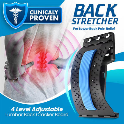 Back Stretcher for Lower Back Pain Relief - 4 Level Adjustable Lumbar Back Cracker Board