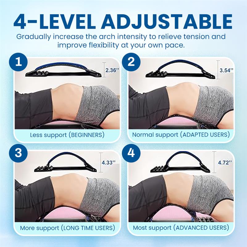 Back Stretcher for Lower Back Pain Relief - 4 Level Adjustable Lumbar Back Cracker Board