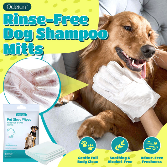 🔥 ODEIUN™ Rinse-Free Dog Shampoo Mitts – Hypoallergenic Pet Bath Wipes | 6-Pack for Easy Grooming & Sparkling Clean Fur 🐶✨