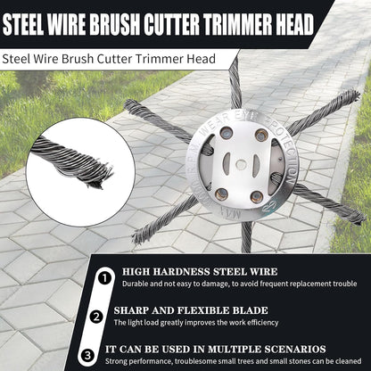 🌿 6-inch Steel Wire Brush Cutter Trimmer Head - 49% OFF! 💥 Durable & Efficient Weed Removal Tool for Lawn Care💥