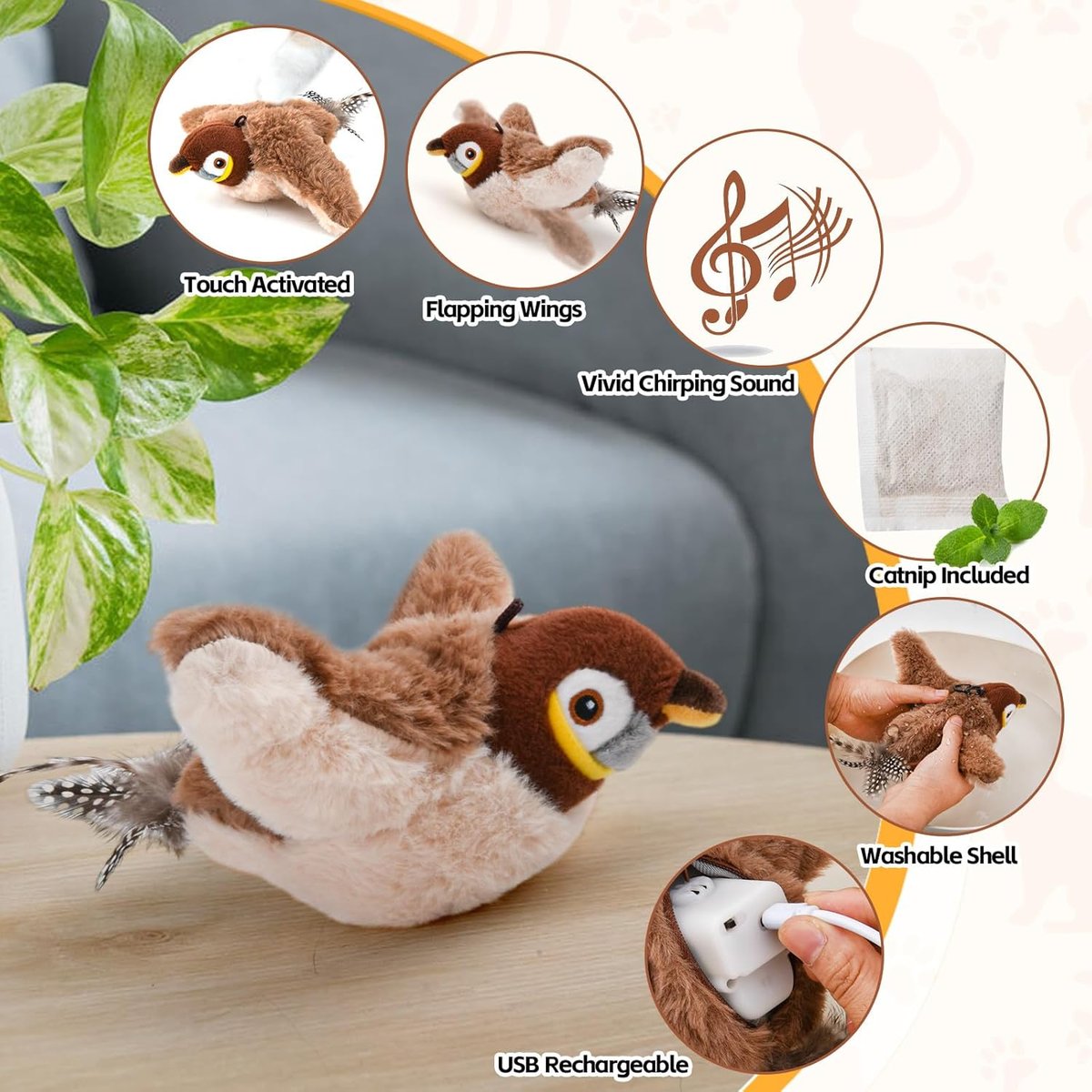 🔥Last Day 40% OFF - 🐾Interactive Chirping Bird Pet Toy