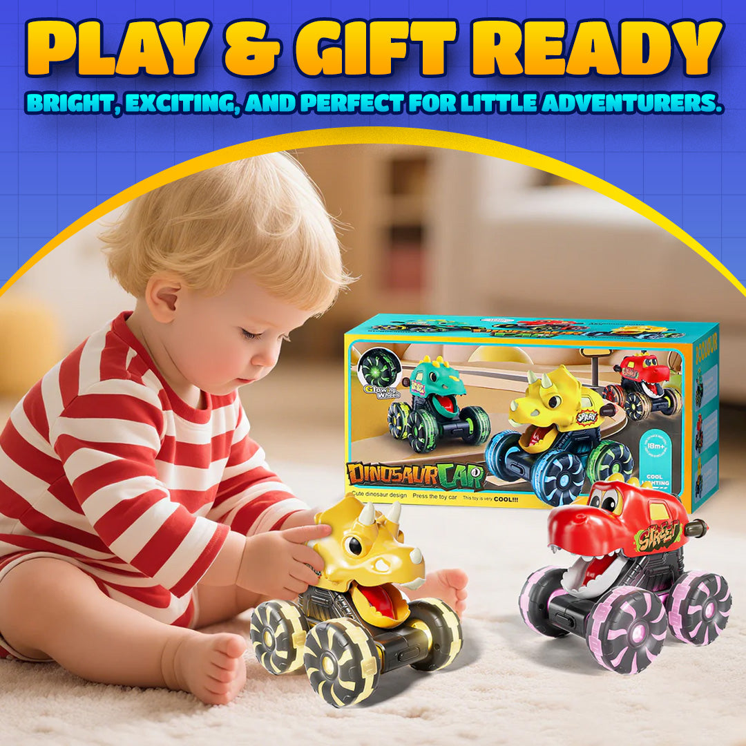 🚚 Press & Go Dino Truck Toy 🦖 | Motion-Activated Lights & Fun Sounds 🎁 Perfect Birthday Gift for Toddlers ✨