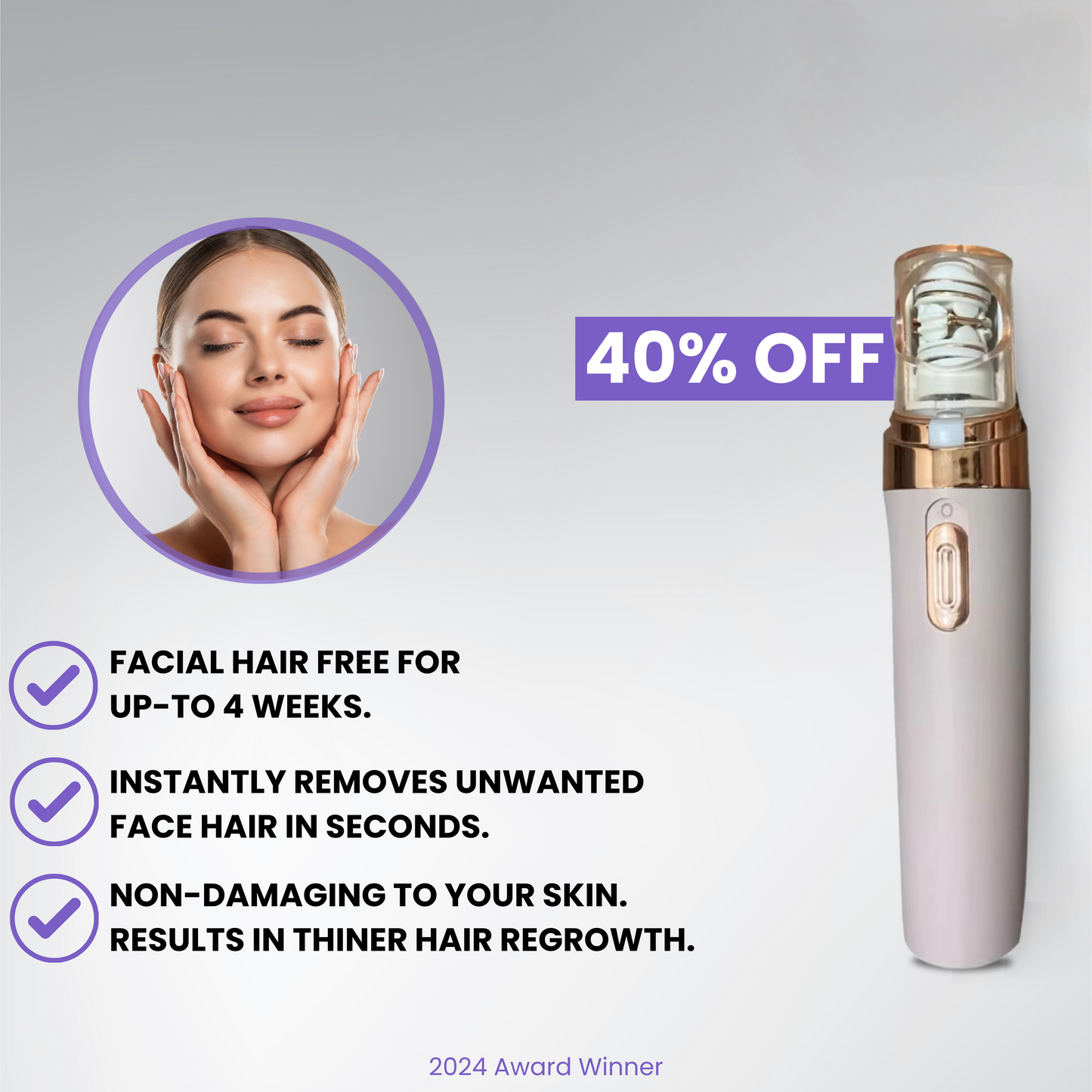 Facial Epilator for Easy, Pain-Free Removal of Fine Hair
