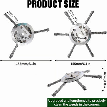 🌿 6-inch Steel Wire Brush Cutter Trimmer Head - 49% OFF! 💥 Durable & Efficient Weed Removal Tool for Lawn Care💥