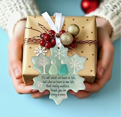 🌊 Snowflake Sea Glass Ornament ❄✨ Shaped by Nature & Crafted by Hand
