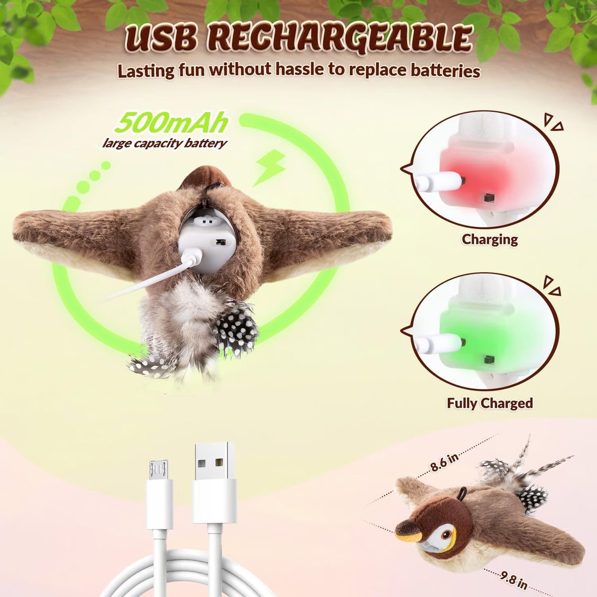 🔥Last Day 40% OFF - 🐾Interactive Chirping Bird Pet Toy