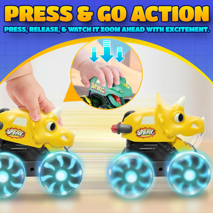 🚚 Press & Go Dino Truck Toy 🦖 | Motion-Activated Lights & Fun Sounds 🎁 Perfect Birthday Gift for Toddlers ✨