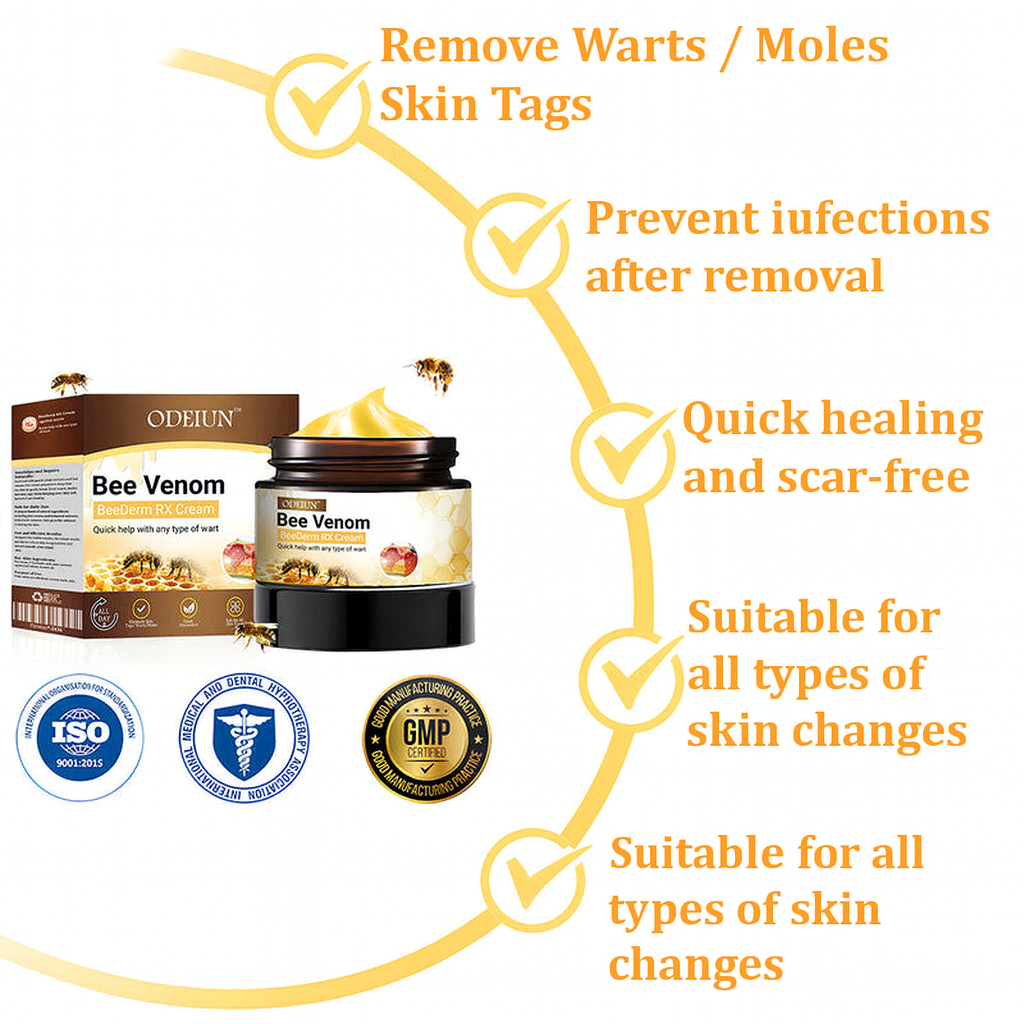 ✨ ODEIUN™ BeeDerm RX Cream – Natural Wart, Mole & Skin Tag Remover with Healing Bee Venom