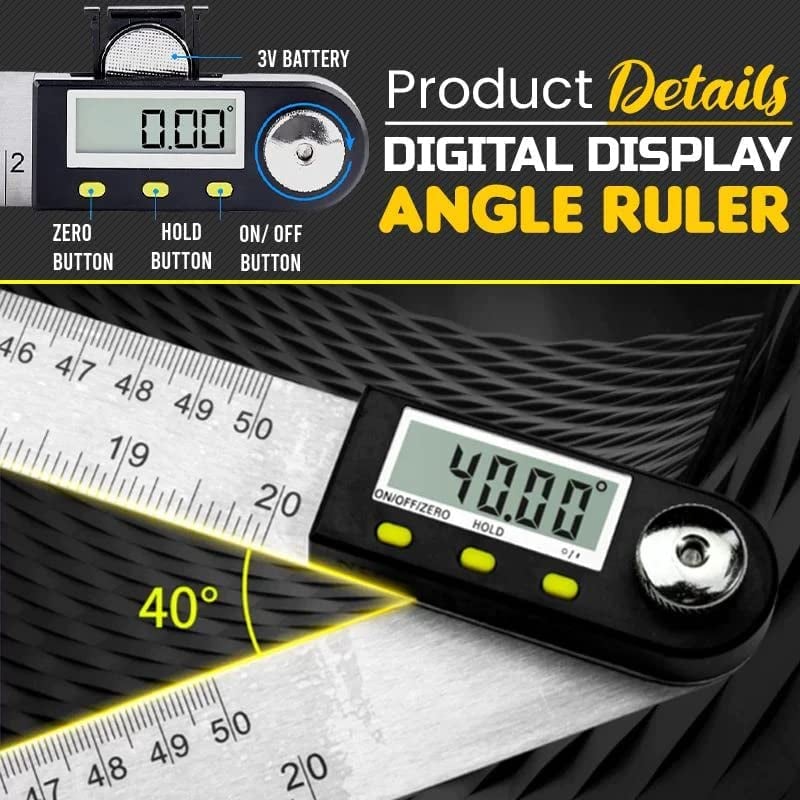 🔥 ZAKDAVI™ Digital Angle Ruler 📏 | Precision Measuring Tool with LCD Display for DIY & Woodworking