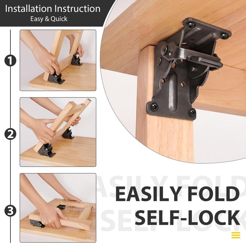 Heavy-Duty Foldable Support Brackets – 500 lbs Load, Auto-Locking Design for Tables, Beds & More