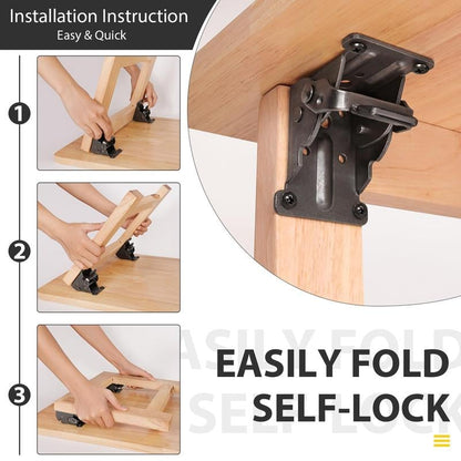 Heavy-Duty Foldable Support Brackets – 500 lbs Load, Auto-Locking Design for Tables, Beds & More