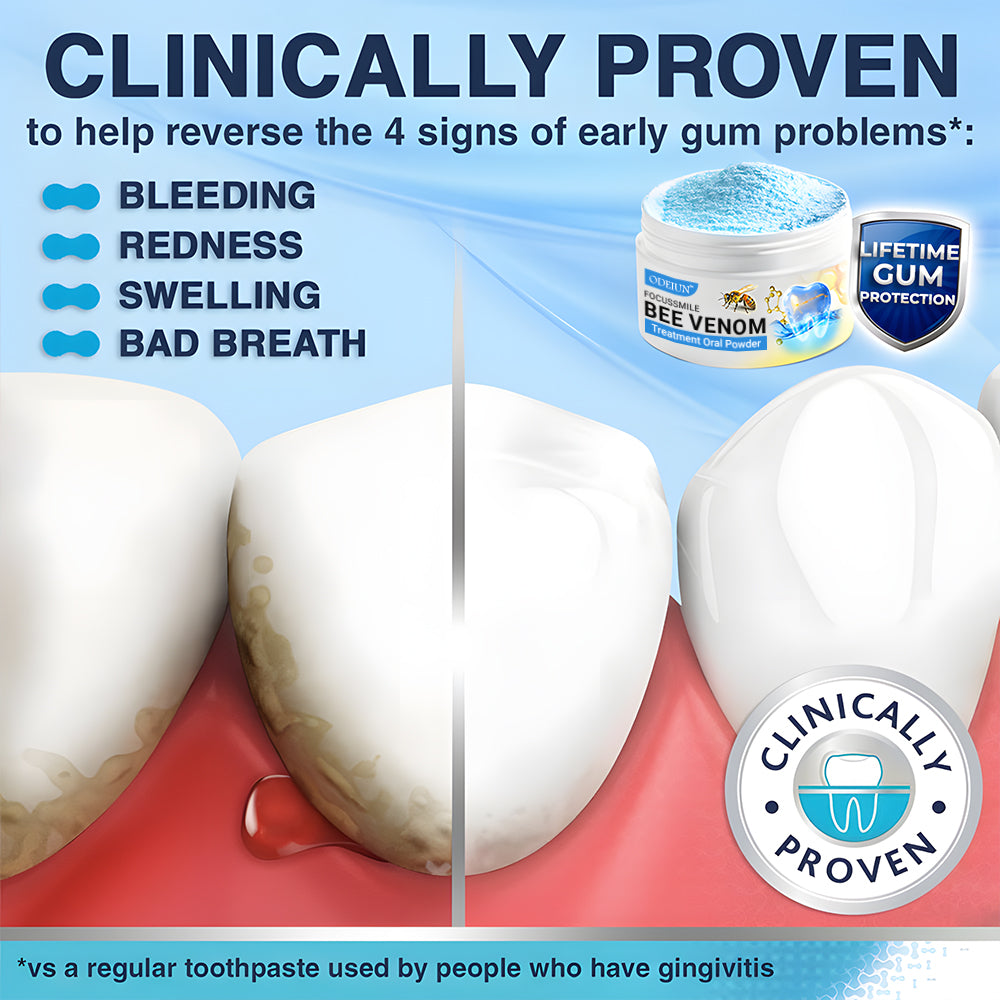Odeiun™ Bee Venom Gum Repair Powder 🐝 (ADA Approved) 🎁 Flash Sale – Restore Teeth & Gums Now!