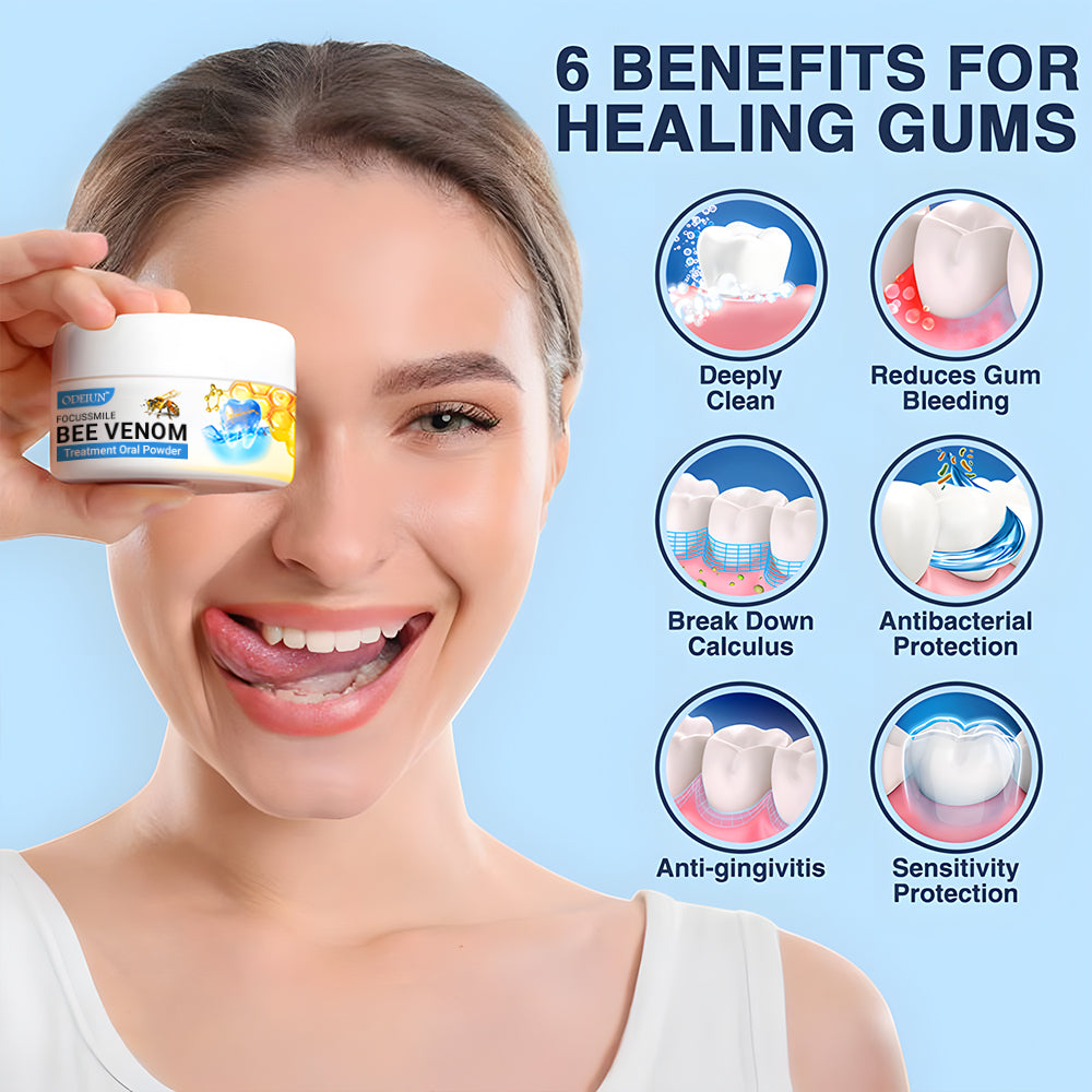 Odeiun™ Bee Venom Gum Repair Powder 🐝 (ADA Approved) 🎁 Flash Sale – Restore Teeth & Gums Now!