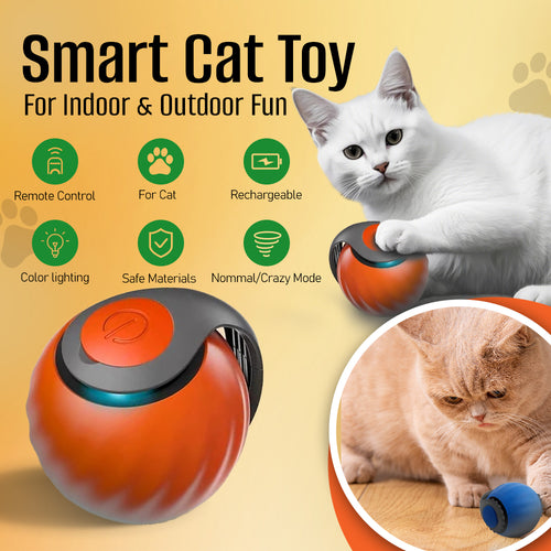 🐱Interactive Electric Roller Ball with Teasing Tail - Smart Cat Toy 🎉