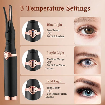 ✨ Electric Eyelash Curler - 8-Second Heat, 3 Temp Settings, Long-Lasting Curls  👁️
