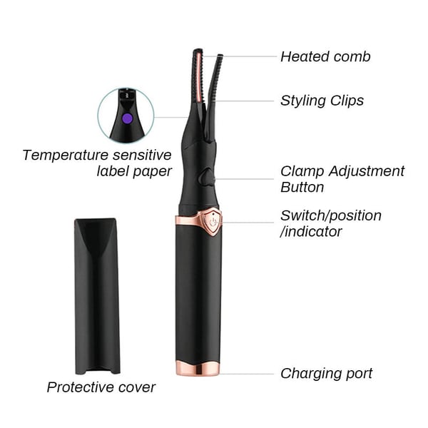 ✨ Electric Eyelash Curler - 8-Second Heat, 3 Temp Settings, Long-Lasting Curls  👁️