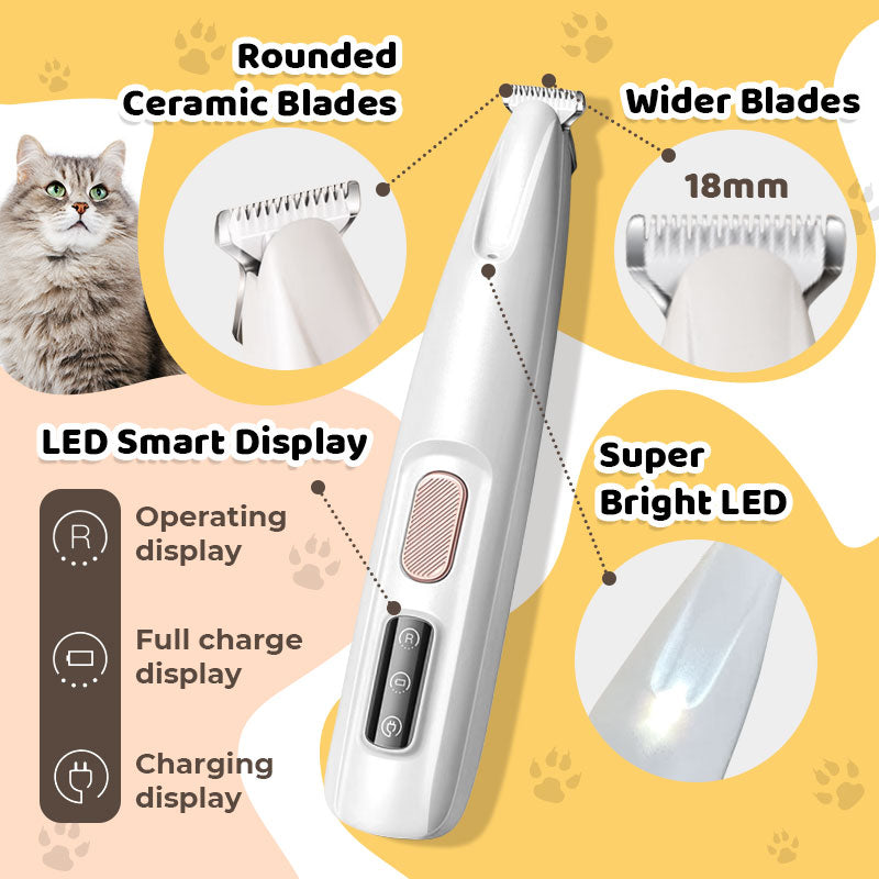 Silent & Waterproof Rechargeable Pet Shaver with LED Light