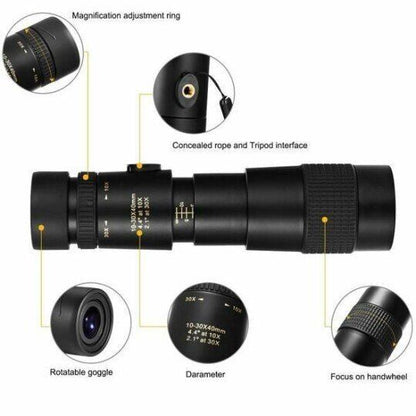 Zakdavi™ 2025 New 10–300x Zoom Monocular Telescope with 4K HD Clarity | 34mm Super Telephoto Lens