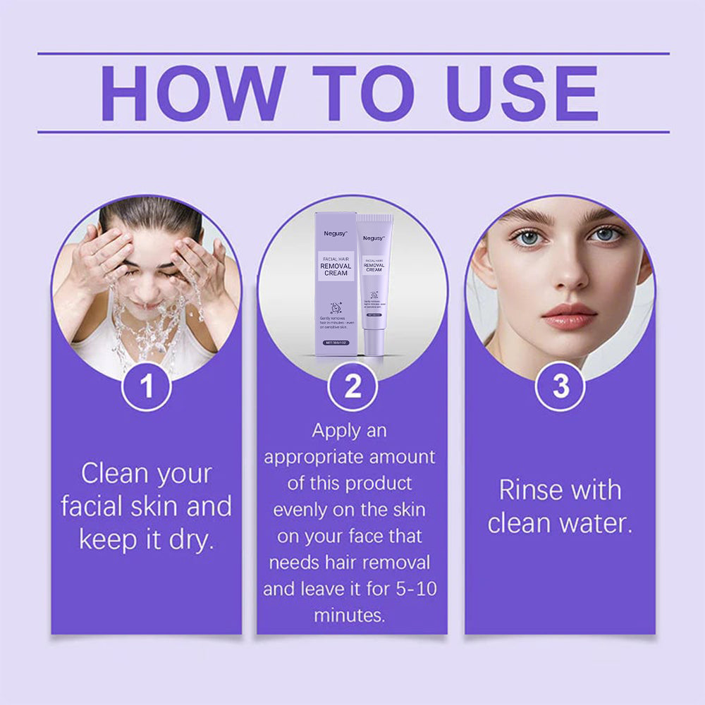 Negusy™ Facial Hair Removal Cream – Painless Beauty at Home