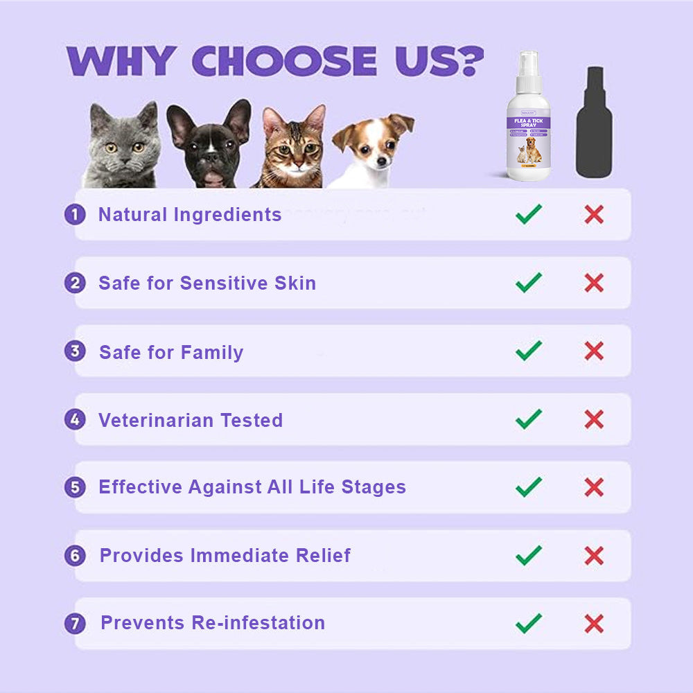 Negusy™ Natural Flea & Tick Spray – Fast-Acting, Safe & Gentle for Pets
