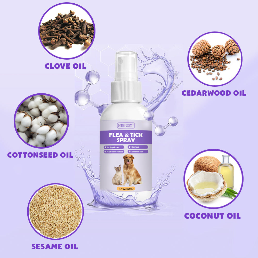 Negusy™ Natural Flea & Tick Spray – Fast-Acting, Safe & Gentle for Pets