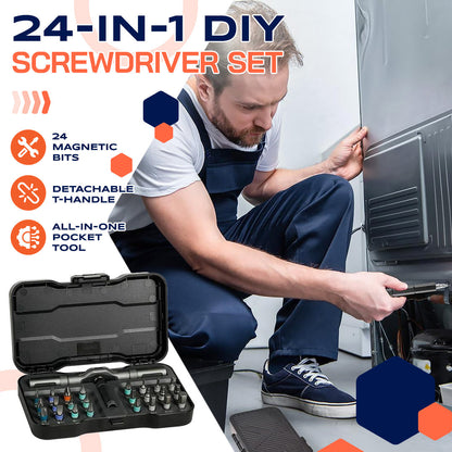 🔥 24-in-1 Magnetic Ratchet Screwdriver Set – Compact, Portable & Versatile