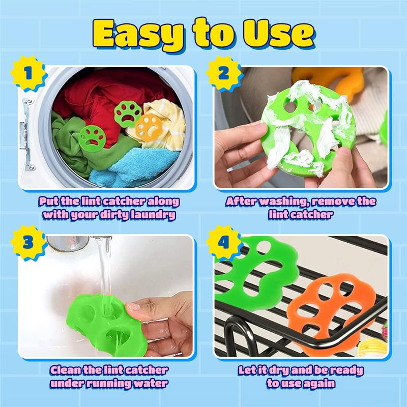 🐾 Paw Laundry Lint Set(3 Colors) – Keep Your Clothes Fresh & Drains Clear!