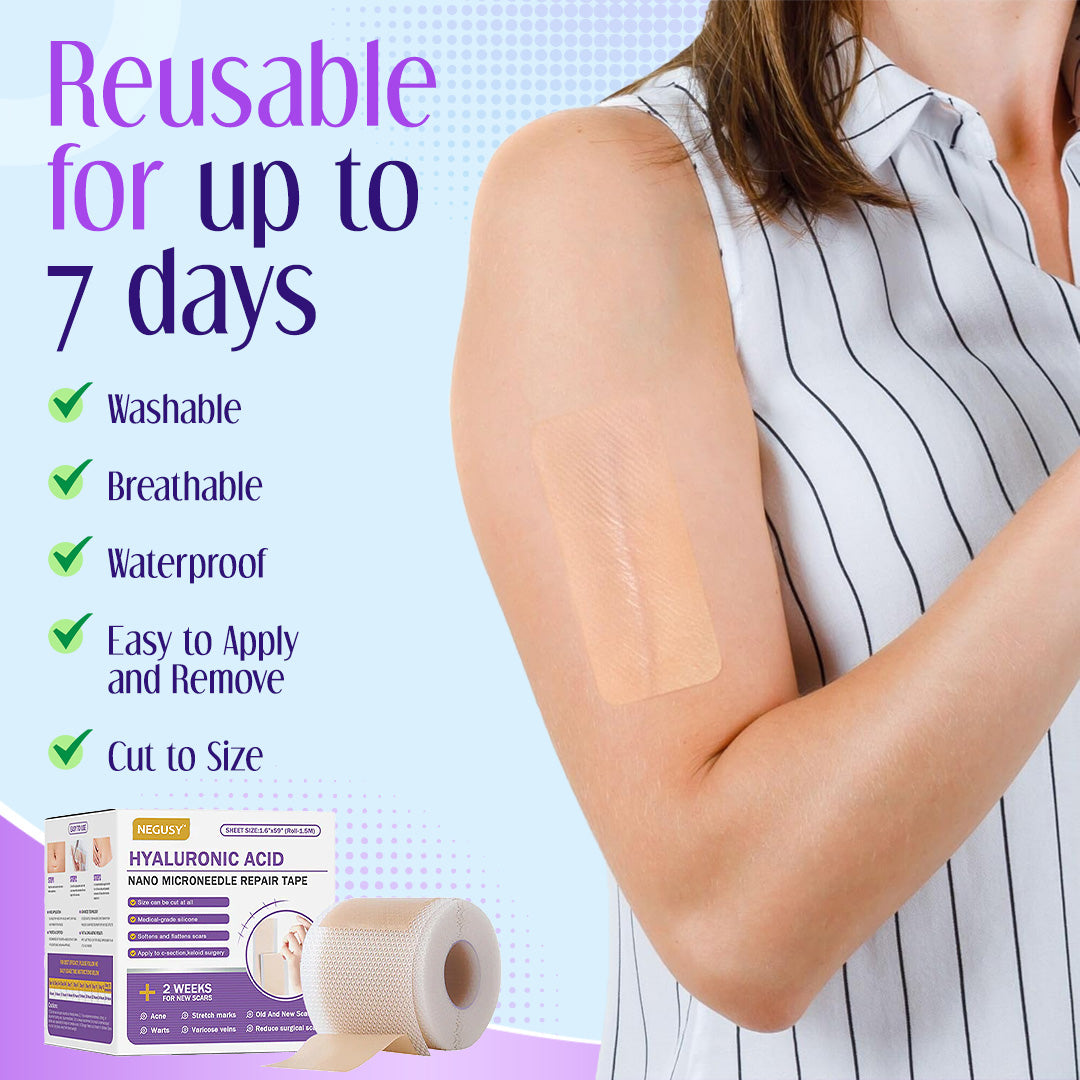 ✅Official Store |Negusy™ Hyaluronic Acid Nano Microneedle Repair Tape💷✴️(Treatment of old and new scars, reduction of surgical scars, stretch marks, keloids, acne, burns, warts, dermatomes and varicose veins)