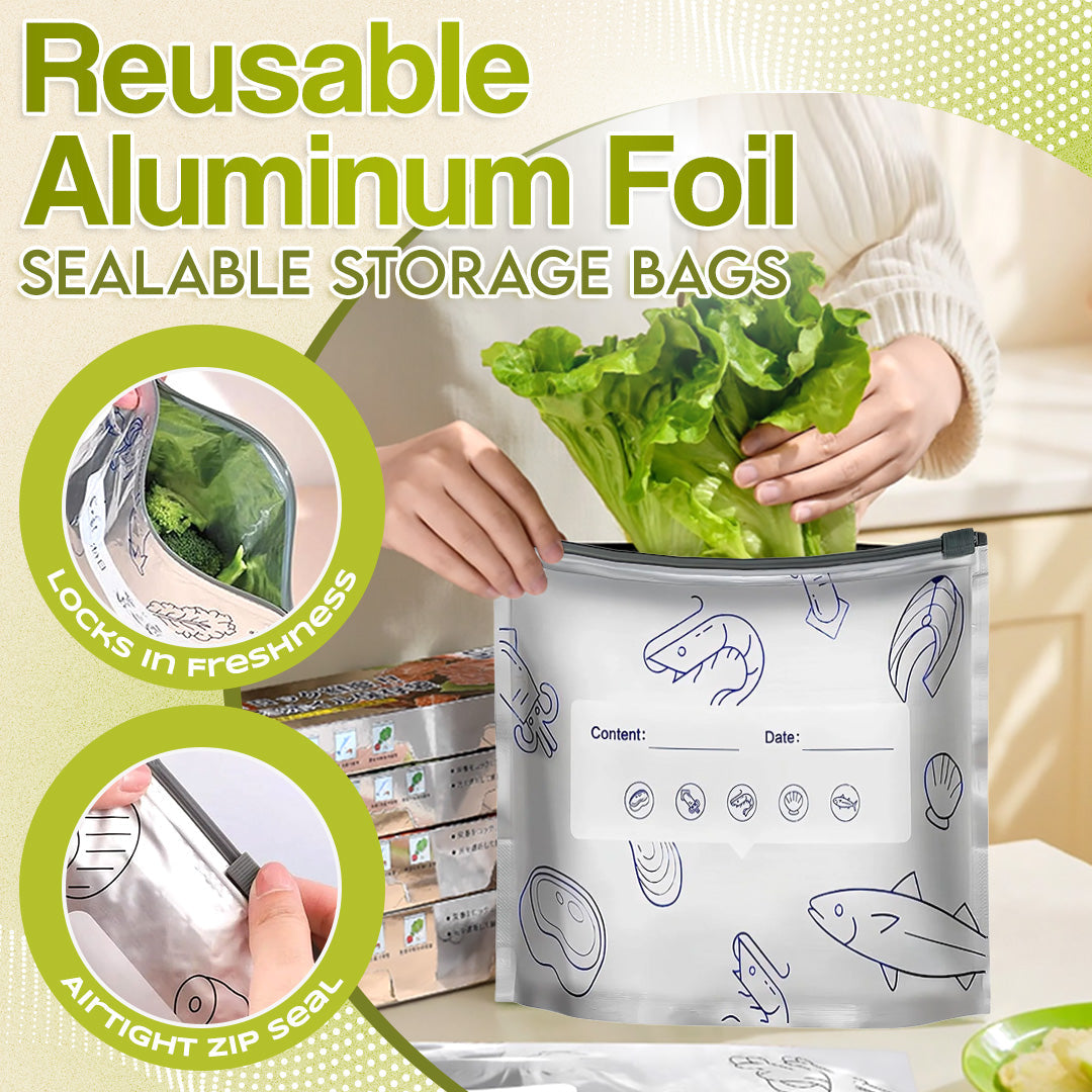 ✨ Reusable Aluminum Foil Sealable Food Storage Bags | Lock in Freshness, Prevent Leaks & Organize Your Kitchen ♻️🔒