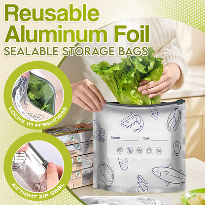 ✨ Reusable Aluminum Foil Sealable Food Storage Bags | Lock in Freshness, Prevent Leaks & Organize Your Kitchen ♻️🔒