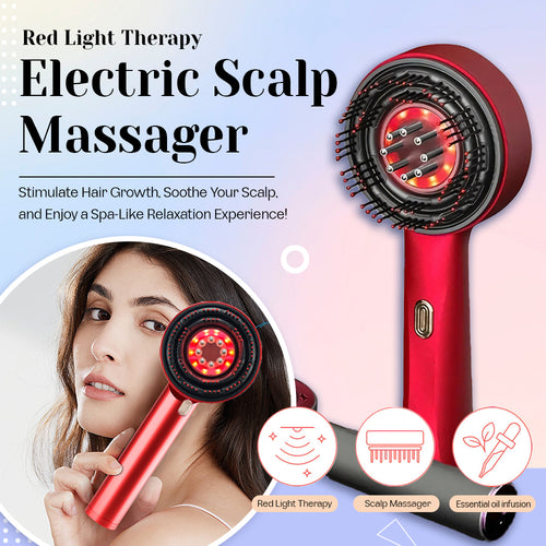 Red Light Therapy Electric Scalp Massager：Stimulate Hair Growth, Soothe Your Scalp, and Enjoy a Spa-Like Relaxation Experience!