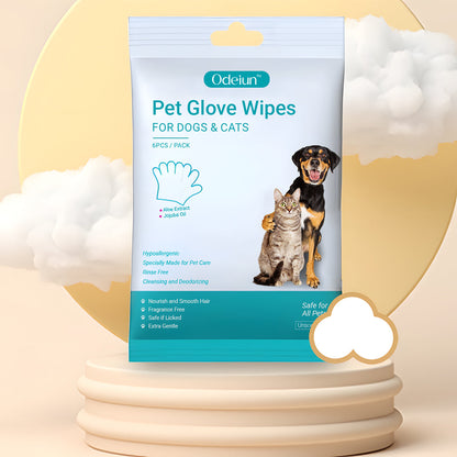 🔥 ODEIUN™ Rinse-Free Dog Shampoo Mitts – Hypoallergenic Pet Bath Wipes | 6-Pack for Easy Grooming & Sparkling Clean Fur 🐶✨