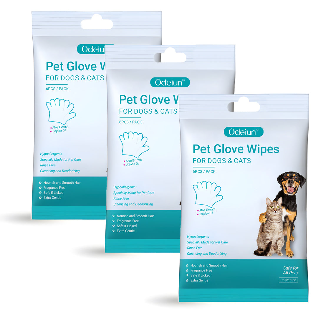 🔥 ODEIUN™ Rinse-Free Dog Shampoo Mitts – Hypoallergenic Pet Bath Wipes | 6-Pack for Easy Grooming & Sparkling Clean Fur 🐶✨