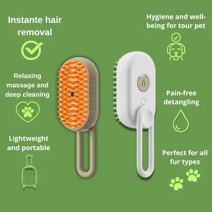 3-in-1 Rechargeable Brush for Cats and Dogs – Self-Cleaning, Fur Control, and Relaxing Massage