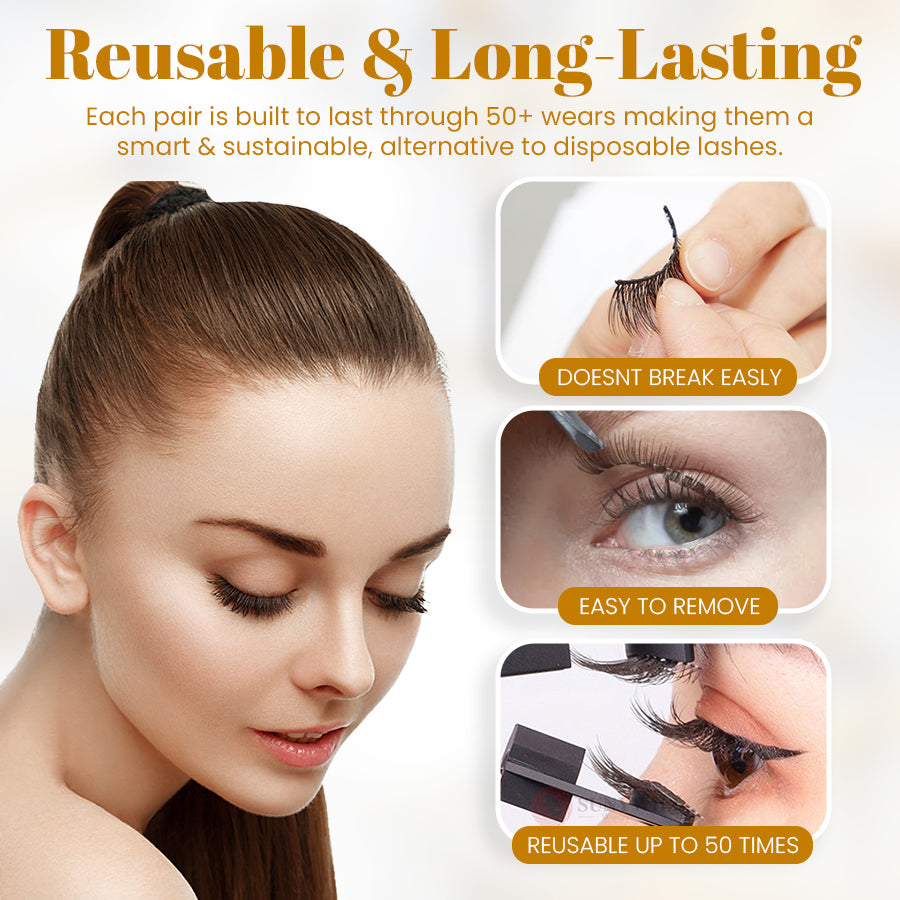 Negusy™ REUSABLE MAGNETIC EYELASH SET ✨ — No Glue, No Fuss, Just Flawless Lashes in 3 Seconds! 💨
