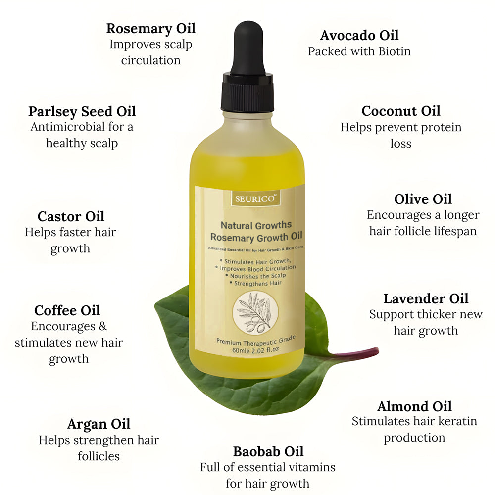 🌟 Last Day Sale – 80% OFF! 🌟Seurico™ Rosemary Hair Growth Oil 100% Natural Hair Growths