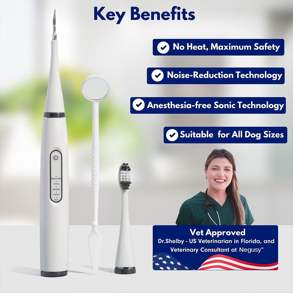 Negusy™ Pet Ultrasonic Toothbrush – Professional Tartar Removal & Fresh Breath for Dogs