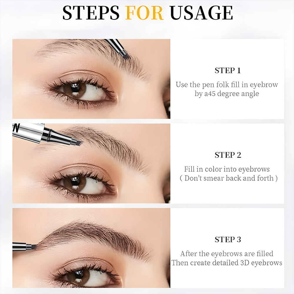 3D Waterproof Microblading Eyebrow Pen 4 Fork Tip Tattoo Pencil