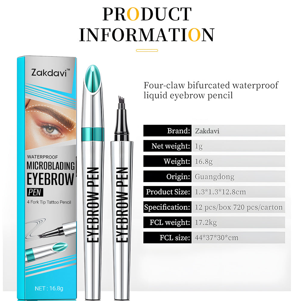 3D Waterproof Microblading Eyebrow Pen 4 Fork Tip Tattoo Pencil