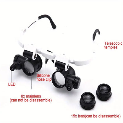 LED Glasses Magnifier 8x 15x 23x