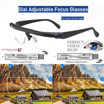 Dial Adjustable Focus Glasses – -6.0 to +3.0 Diopter Range
