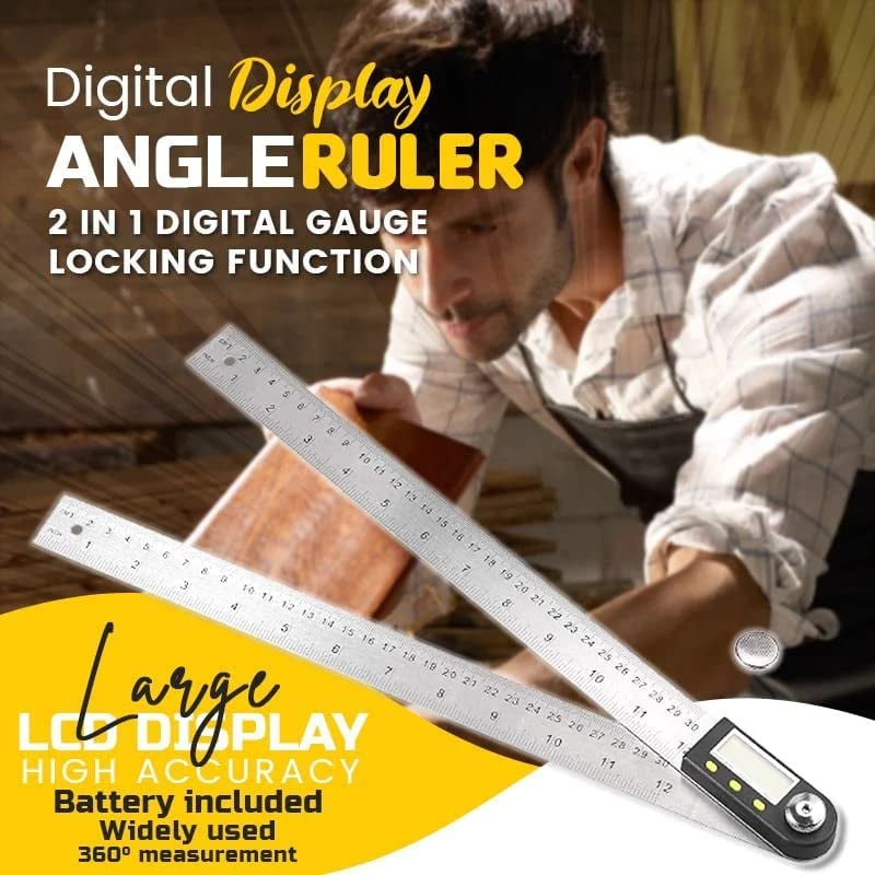 🔥 ZAKDAVI™ Digital Angle Ruler 📏 | Precision Measuring Tool with LCD Display for DIY & Woodworking