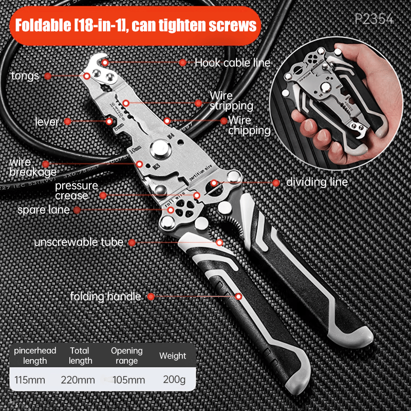 Multifunctional Folding Wire Stripper-Professional Electrician Tool