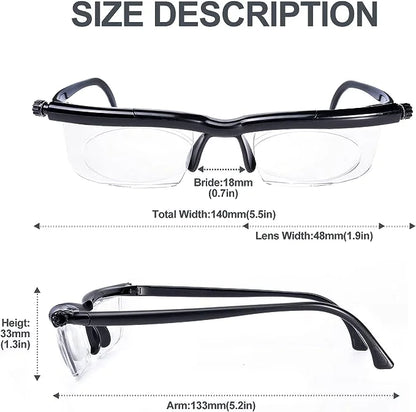 Dial Adjustable Focus Glasses – -6.0 to +3.0 Diopter Range