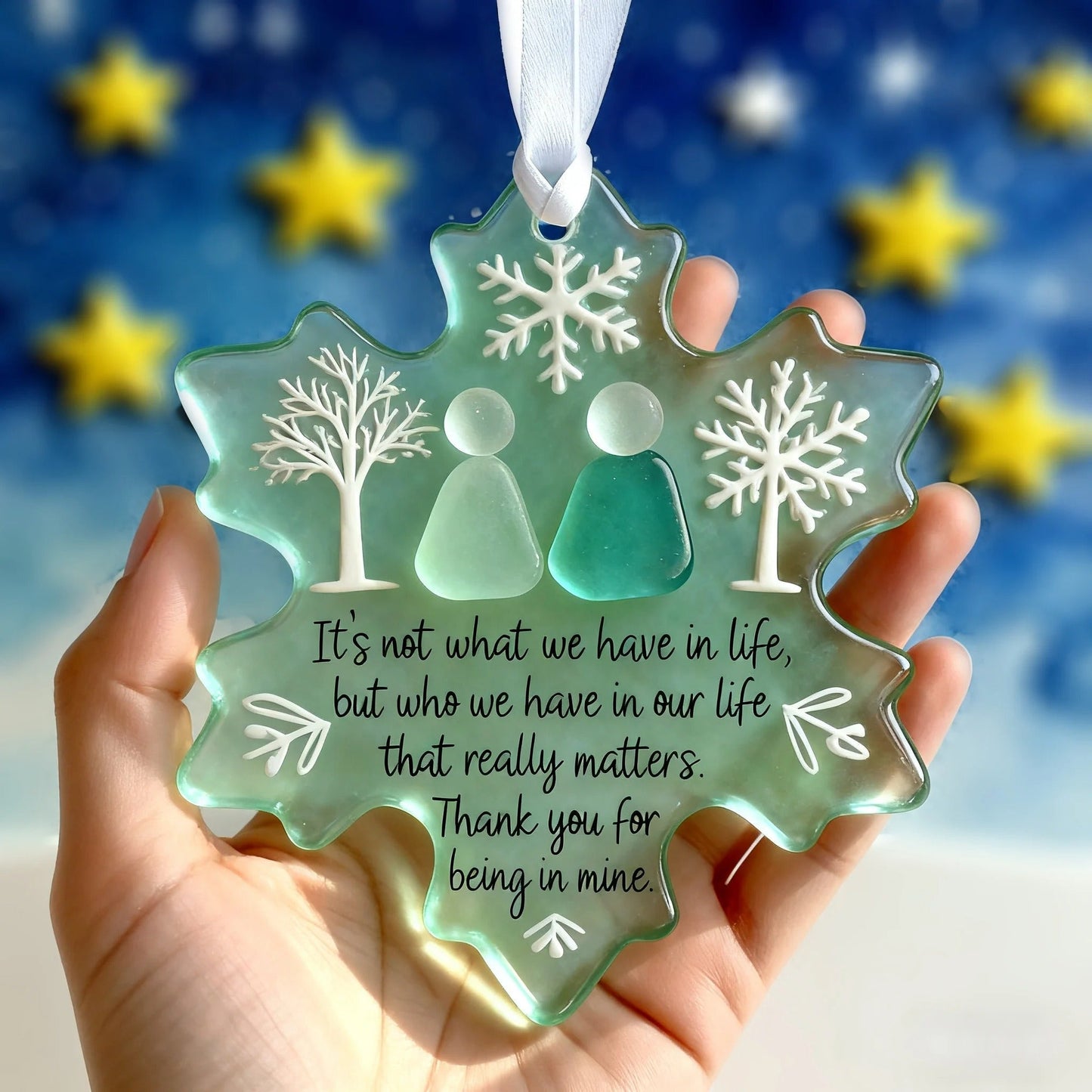 🌊 Snowflake Sea Glass Ornament ❄✨ Shaped by Nature & Crafted by Hand